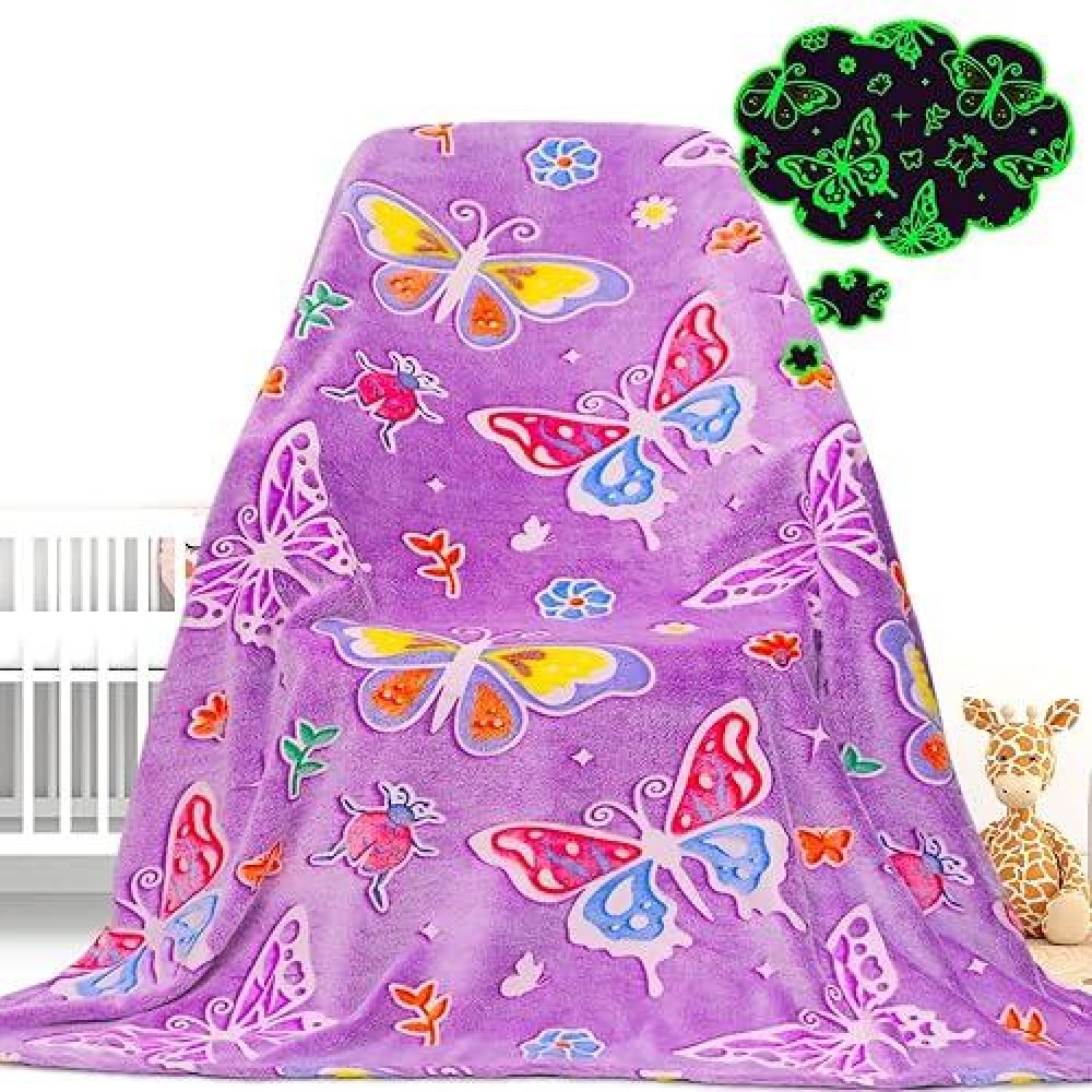 Butterfly Blanket Glow In The Dark Blanket Gifts For Girls Toys For 1 2 3 4 5 6 7 8 9 10 Year Old Girls Birthday Gifts Butterfl