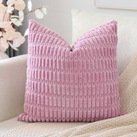 Otostar Corduroy Decorative Throw Pillow Covers 24X24 Inch Super Soft Boho Striped Square Pillow Covers Case Modern Cushion Cove