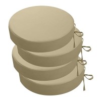 Idee-Home Outdoor Bistro Chair Cushions  3 Thick Round Seat Cushions Set Of 4 With Ties  15 X15 X 3  Waterproof Patio Chair Cushions For Outdoor Furniture  Chair Pads For Garden Antique Beige