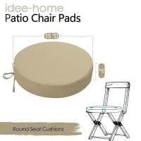 Idee-Home Outdoor Bistro Chair Cushions  3 Thick Round Seat Cushions Set Of 4 With Ties  15 X15 X 3  Waterproof Patio Chair Cushions For Outdoor Furniture  Chair Pads For Garden Antique Beige