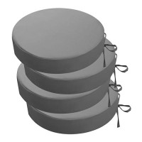 Idee-Home Outdoor Bistro Chair Cushions  3 Thick Round Seat Cushions Set Of 4 With Ties  15 X15 X 3  Waterproof Round Patio Chair Cushions For Outdoor Furniture  Chair Pads For Garden Medium Grey