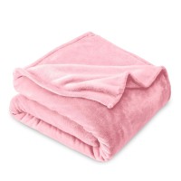 Bare Home Fleece Microplush Blanket Fullqueen Blanket Light Pink Lightweight Blanket For Bed Sofa Couch Movie Night C