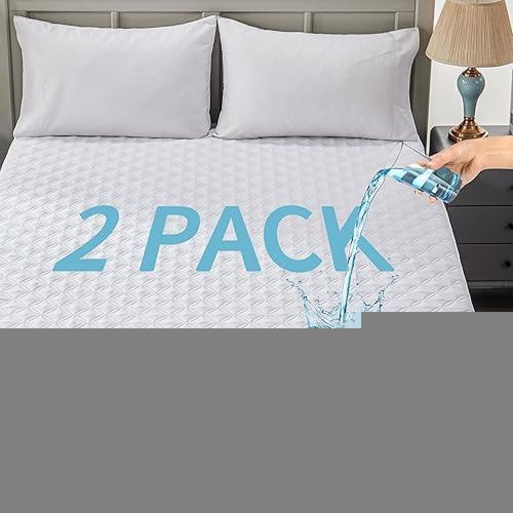 Bedlore 2 Pack Waterproof Mattress Protector Full Size Mattress Pad With Deep Pocket Fitted Up To 615 Inches Soft Noiseless S