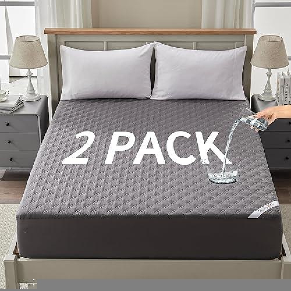 2 Pack Waterproof Mattress Protector King Size Mattress Pad With Deep Pocket 618 Depth Soft Breathable Dirtproof Single