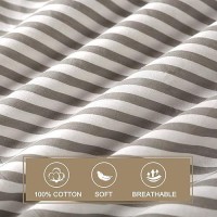 Jellymoni 100 Natural Cotton 3Pcs Striped Duvet Cover Sets White Duvet Cover With Thick Black Stripes Pattern Printed Comforte