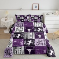 Manfei Cowboy Comforter Set King Size Horse Bull Skull Cowboy Boots Hat Bedding Set 3Pcs Kids Boys Teens Bedroom Decor Boho P