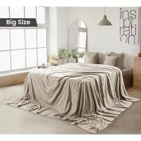 Utopia Bedding 100% Cotton Blanket (Oversized/Big Size - 120X120 Inches) 350Gsm Lightweight Thermal Blanket  Soft Breathable Blanket For All Seasons (Khaki)