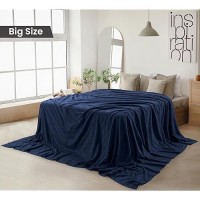 Utopia Bedding 100% Cotton Blanket (Oversized/Big Size - 120X120 Inches) 350Gsm Lightweight Thermal Blanket  Soft Breathable Blanket For All Seasons (Navy)