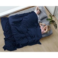 Utopia Bedding 100% Cotton Blanket (Oversized/Big Size - 120X120 Inches) 350Gsm Lightweight Thermal Blanket  Soft Breathable Blanket For All Seasons (Navy)