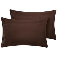 Cozylux Pillow Cases Standard Size Set Of 2 Luxury 1800 Series Double Brushed Microfiber Bed Pillow Cases Embroidered 2 Pack 20X26 Inches  Brown Pillow Covers With Envelope Closure