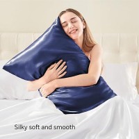 Bedelite Satin Pillowcase With Zipper  Navy Pillow Cases Queen Size Set Of 2  Super Soft And Cooling Similar To Silk Pillow Cases  Gift For Women Men(20X30 Inches)