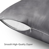 Bedelite Satin Pillowcase With Zipper  Dark Grey Pillow Cases Queen Size Set Of 2  Super Soft And Cooling Similar To Silk Pillow Cases  Gift For Women Men(20X30 Inches)