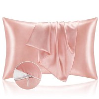 Bedelite Satin Pillowcase With Zipper 2 Pack  Coral Pillow Cases Standard Size  Super Soft And Cooling Similar To Silk Pillow Cases  Gift For Women Men(20X26 Inches)