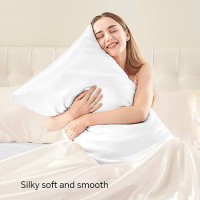 Bedelite Satin Pillowcase With Zipper  White King Size Pillow Cases Set Of 2  Super Soft And Cooling Similar To Silk Pillow Cases  Gift For Women Men(20X40 Inches)