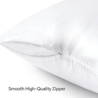 Bedelite Satin Pillowcase With Zipper  White King Size Pillow Cases Set Of 2  Super Soft And Cooling Similar To Silk Pillow Cases  Gift For Women Men(20X40 Inches)