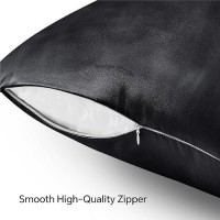 Bedelite Satin Pillowcase With Zipper  Black King Size Pillow Cases Set Of 2  Super Soft And Cooling Similar To Silk Pillow Cases  Gift For Women Men(20X40 Inches)