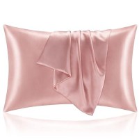 Bedelite Satin Pillowcase With Zipper  Rose Pink King Size Pillow Cases Set Of 2  Super Soft And Cooling Similar To Silk Pillow Cases  Gift For Women Men(20X40 Inches)