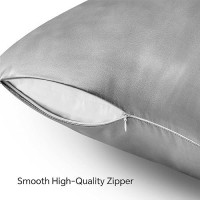 Bedelite Satin Pillowcase With Zipper 2 Pack  Grey Pillow Cases Standard Size  Super Soft And Cooling Similar To Silk Pillow Cases  Gift For Women Men(20X26 Inches)