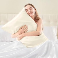 Bedelite Satin Pillowcase With Zipper  Beige King Size Pillow Cases Set Of 2  Super Soft And Cooling Similar To Silk Pillow Cases  Gift For Women Men(20X40 Inches)