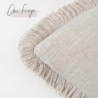 Foindtower Decorative Linen Fringe Throw Pillow Covers Cozy Boho Farmhouse Cushion Cover With Tassel Soft Accent Pillowcase For Chair Sofa Bed Living Room Home Decor  18?18 Inch  1Pc  Natural Beige