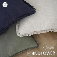 Foindtower Decorative Linen Fringe Throw Pillow Covers Cozy Boho Farmhouse Cushion Cover With Tassel Soft Accent Pillowcase For Chair Sofa Bed Living Room Home Decor  18?18 Inch  1Pc  Natural Beige