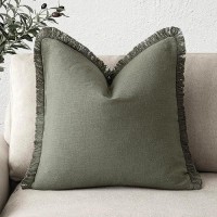 Foindtower Decorative Linen Fringe Throw Pillow Covers Cozy Boho Farmhouse Cushion Cover With Tassel Soft Accent Pillowcase For