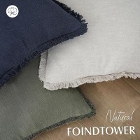 Foindtower Decorative Linen Fringe Throw Pillow Covers Cozy Boho Farmhouse Cushion Cover With Tassel Soft Accent Pillowcase For Chair Sofa Bed Living Room Home Decor  20?20 Inch  1Pc  Navy Blue