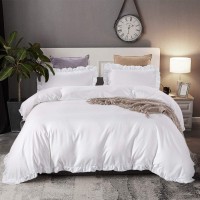 Crown Collection Luxuriate Hotel 1000Tc Hypoallergenic Ultra Soft Design 100 Egyptian Cotton Ruffle Duvet Cover With Zipper Co