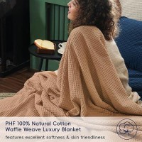 Phf 100 Cotton Waffle Weave Blanket Queen Size 90X90Lightweight Washed Soft Breathable Blanket Perfect For Summer Great