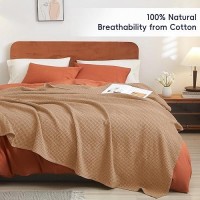 Phf 100 Cotton Waffle Weave Blanket Twin Size 66X90Lightweight Washed Soft Breathable Blanket Perfect For Summergreat Bla