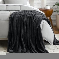 Bare Home Textured Fleece Microplush Blanket Throw Travel Blanket Lightweight Blanket For Bed Sofa Couch Camping And Tra