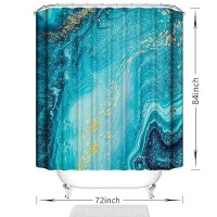 Domoku Blue Gold Marble Shower Curtain Blue Golden Cracked Lines Abstract Modern Shower Curtain For Bathroom Decor Waterproof Te