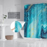 Domoku Blue Gold Marble Shower Curtain Blue Golden Cracked Lines Abstract Modern Shower Curtain For Bathroom Decor Waterproof Te