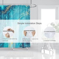 Domoku Blue Gold Marble Shower Curtain Blue Golden Cracked Lines Abstract Modern Shower Curtain For Bathroom Decor Waterproof Te