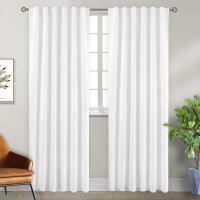 Bgment Rod Pocket And Back Tab White Curtains For Bedroom Thermal Insulated Room Darkening Curtains For Living Room 2 Window