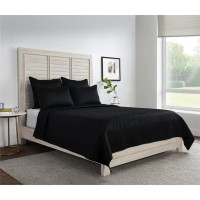 Kosas Home Winthrop 98x94 Matte Poly Sateen Fabric Queen Quilt in Black