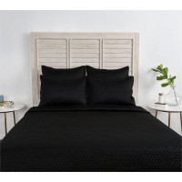 Kosas Home Winthrop 98x94 Matte Poly Sateen Fabric Queen Quilt in Black