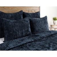 Kosas Home Dimitry 96x108 Rayon Velvet and Cotton Sateen King Quilt in Blue