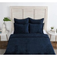 Kosas Home Dimitry 96x108 Rayon Velvet and Cotton Sateen King Quilt in Blue