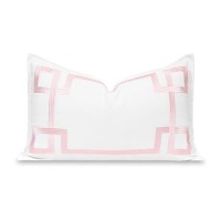 Hofdeco Premium Coastal Patio Indoor Outdoor Lumbar Pillow Cover Only 12X20 Water Repellent For Backyard Couch Blush Pink