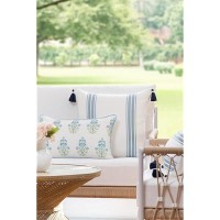 Hofdeco Premium Coastal Patio Indoor Outdoor Lumbar Pillow Cover Only 12X20 Water Repellent For Backyard Couch Baby Blue