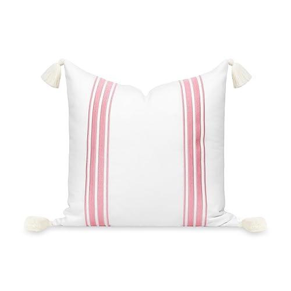 Hofdeco Premium Coastal Patio Indoor Outdoor Throw Pillow Cover Only 20X20 Water Repellent For Backyard Couch Blush Pink