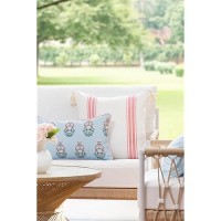 Hofdeco Premium Coastal Patio Indoor Outdoor Throw Pillow Cover Only 20X20 Water Repellent For Backyard Couch Blush Pink