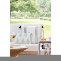 Hofdeco Premium Coastal Patio Indoor Outdoor Throw Pillow Cover Only 20X20 Water Repellent For Backyard Couch Baby Blue E