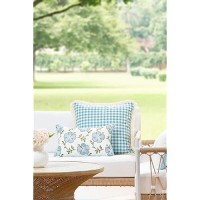 Hofdeco Premium Coastal Patio Indoor Outdoor Lumbar Pillow Cover Only 12X20 Water Repellent For Backyard Couch Baby Blue