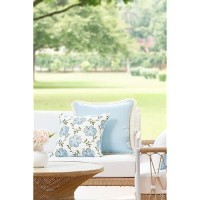 Hofdeco Premium Coastal Patio Indoor Outdoor Throw Pillow Cover Only 18X18 Water Repellent For Backyard Couch Baby Blue G