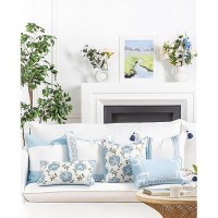 Hofdeco Premium Coastal Patio Indoor Outdoor Throw Pillow Cover Only 18X18 Water Repellent For Backyard Couch Baby Blue G