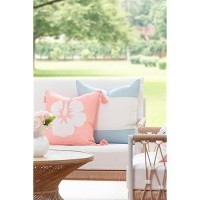 Hofdeco Premium Coastal Patio Indoor Outdoor Throw Pillow Cover Only 18X18 Water Repellent For Backyard Couch Blush Pink