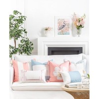 Hofdeco Premium Coastal Patio Indoor Outdoor Throw Pillow Cover Only 18X18 Water Repellent For Backyard Couch Blush Pink