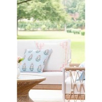 Hofdeco Premium Coastal Patio Indoor Outdoor Throw Pillow Cover Only 20X20 Water Repellent For Backyard Couch Blush Pink